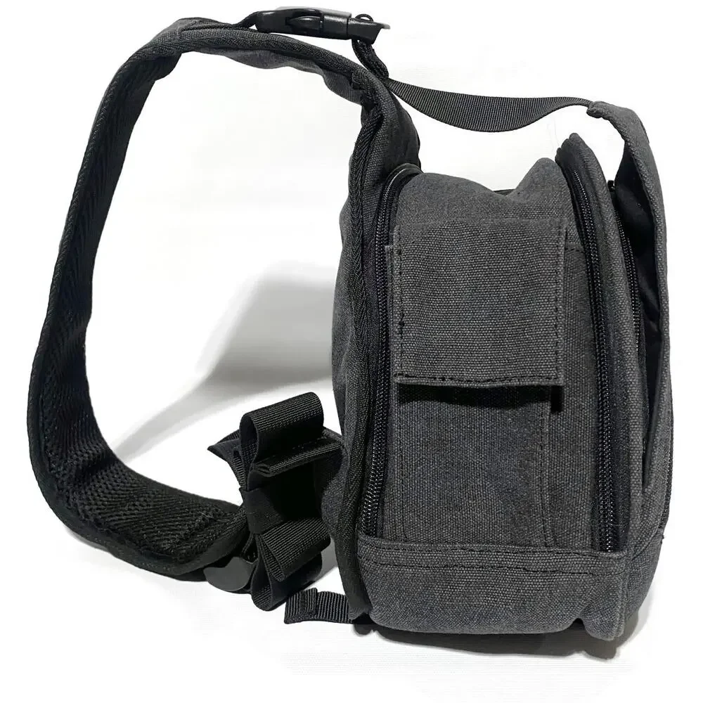 S-ZONE Canvas Camera Sling Bag Crossbody Backpack Gray Tripod Holder DSLR